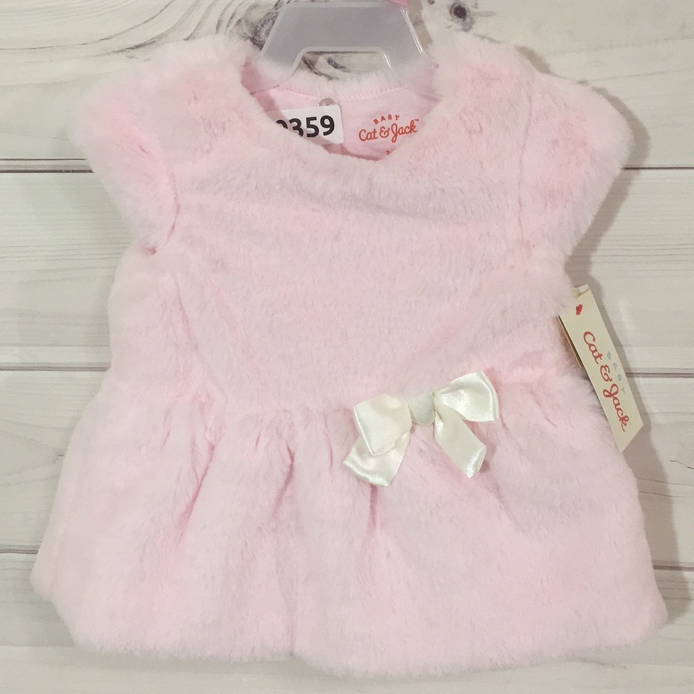 3-6M Baby Pink Plush Fluffy Dress Cat & Jack